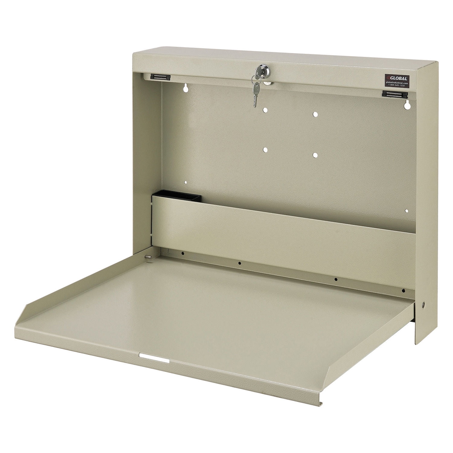 Wall Mounted Locking Writing Desk, 20 "W x 33/8"D x 162/5"H, Tan