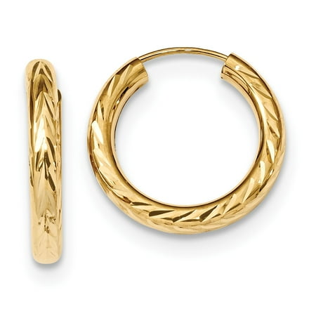 Roy Rose Jewelry 14K Yellow Gold Polished & Diamond-cut Endless Hoop Earrings
