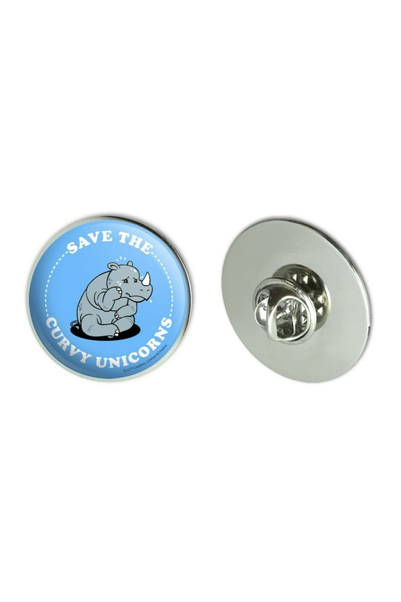 Save the Curvy Unicorns Rhino Funny Humor Metal 1.1" Tie Tack Hat Lapel Pin Pinback
