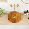 thumbnail image 4 of Auranook Teak Wood Washbasin, 16" x 16" Vessel Sink with Drainage Hole, Smooth Finish & Rounded Corners, Above Counter Sink for Bathrooms, No Assembly & Simple Maintenance, Natural, 4 of 9