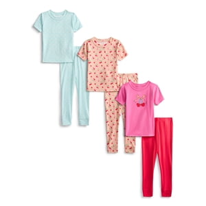 Wonder Nation Cotton Snug Fit Pajama 6-Piece Set for Toddlers