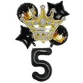 thumbnail image 1 of 6 unidades/juego de globos de aluminio con número de corona de oro negro, decoración de fiesta de cumpleaños para niños y adultos LingWen 9024715592682, 1 of 1