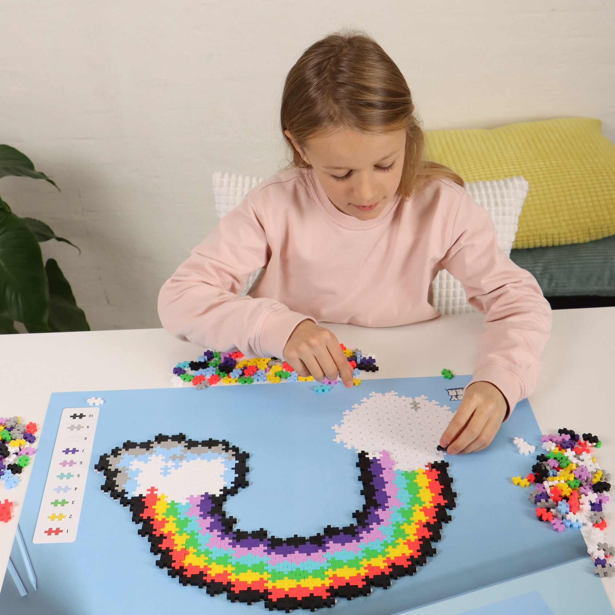 Plus-Plus: Puzzle by Number - Rainbow - 500 Piece - Color To Number Matching, Interlocking Mini Blocks, Construction Building STEM Toy, Kids Ages 5+