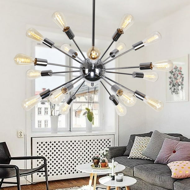 Modern Suptnik Chandelier Lights with 18 Edison Bulbs Pendant Lamp