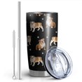 thumbnail image 2 of 20 Oz Bulldog Dog and Footprints Coffee Tumbler Double Wall Insulated Stainless Steel Water Bottle | Metal Reusable Thermoses Flask with Cup Cap | Leak & Sweat Proof with Anti-Dust Lid, 2 of 7