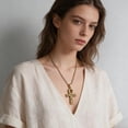 thumbnail image 3 of HZMAN Stainless Steel Large Ankh Cross Pendant Ancient Egyptian Hieroglyphic Symbol 22+2 Inch Chain（Gold-Big）, 3 of 8