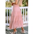 thumbnail image 1 of POGLIP Jupe Maxi à Volants pour Femme Rose à Taille Haute Smockée, 1 of 6