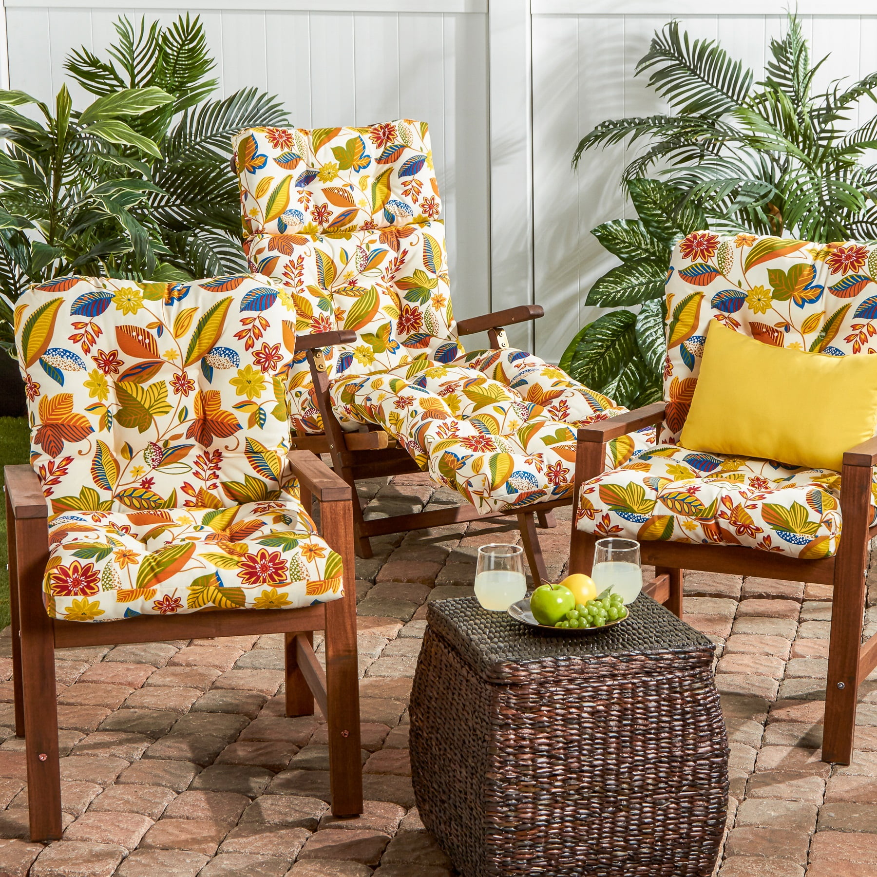 Greendale Home Fashions Esprit Floral 38 x 21 in. Outdoor Reversible Tufted Chair Cushion