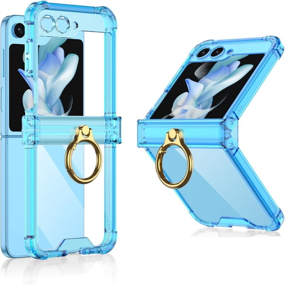 Full Body Protector with Hinge Protection for Samsung Galaxy Z Flip 5 Case Cover, Kickstand Phone Cover for Samsung Galaxy Z Flip 5 5G(Blue)