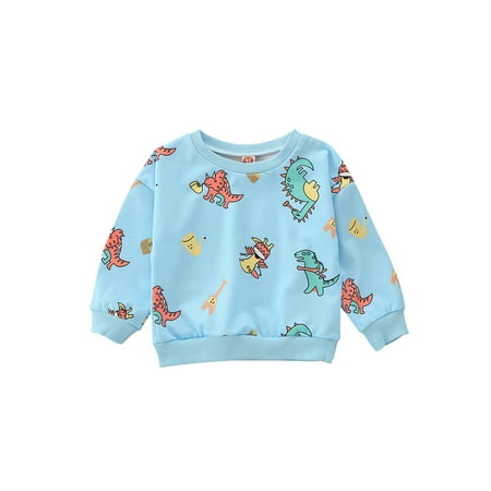 

Sunisery Infant Baby Boys Sweatshirt Tops Dinosaur Printed Long Sleeve Pullover Outwears Autumn Clothes Blue 18-24 Months