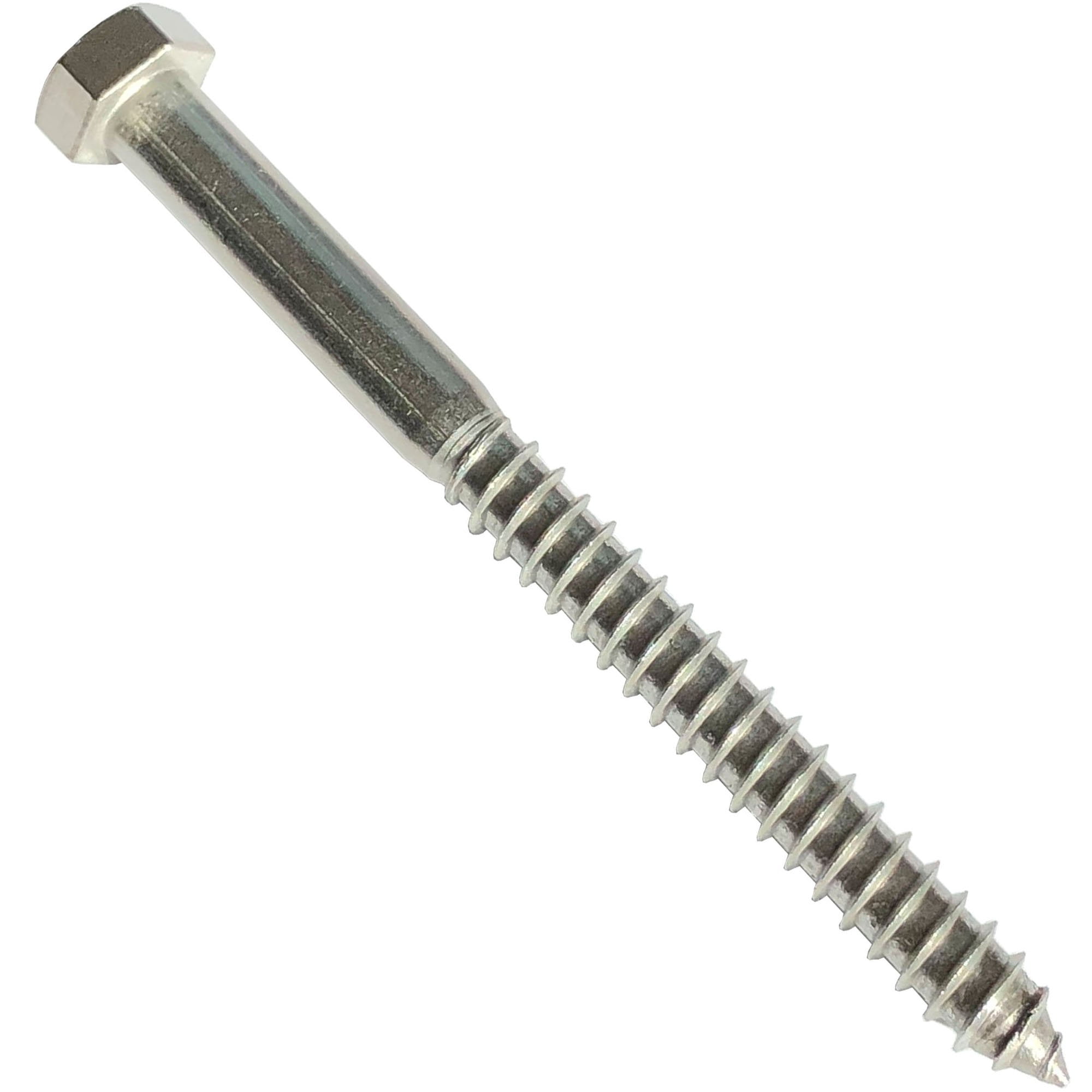 1/2" X 6" - 304 Grade Stainless Steel lag screws, Hex head fasteners, stainless steel screw. Use as Construction, wood, metal, lag screw or mounting screws fasteners lag bolts. Heavy duty screws. 10