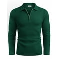 thumbnail image 2 of COOFANDY Mens Knit Polo Shirt Quarter Zip Slim Fit Pullover Long Sleeve Sweater Polo Bright Green XXXL, 2 of 4