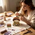 thumbnail image 4 of Rustic Acorn Bakery Cottage Punch Needle Embroidery Kit, Thanksgiving Fall 3D Textured Yarn Punch Art Set with Full Craft Supplies, Simple DIY Handcraft Kit for Adults Wall Hanging Ornament 5.91in, 4 of 4