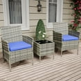 thumbnail image 7 of 3-Piece Rattan Patio Bistro Set, All-Weather PE Rattan Furniture with 2 Chairs & Coffee Table, Soft Cushions, Weather-Resistant for Balcony, Backyard, Porch, 7 of 7
