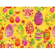Pack of 1, Easter Eggs 24" x 417' Half Ream Roll Gift Wrap for Holiday, Party, Kids' Birthday, Wedding & Special Occasion Packaging
