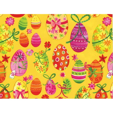 Pack of 1, Easter Eggs 24" x 417' Half Ream Roll Gift Wrap for Holiday, Party, Kids' Birthday, Wedding & Special Occasion Packaging