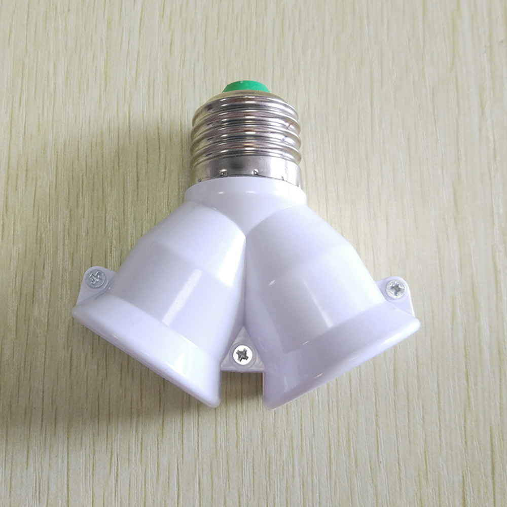 2 in 1 E27 to 2 E27 Lamp Socket Splitter Adapter Light Bulb Base Stand ...