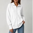 thumbnail image 3 of DISKEBUISS Women's Ribbed Full Zip Up Jacket Stand Collar Long Sleeve Sweatshirt Coat with Thumb Holes & Pockets for Fall Winter, 3 of 7