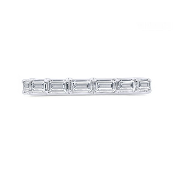 AFFY AFFY Baguette Shape White Natural Diamond Wedding Band Ring In 14K Gold Over Sterling Silver (0.56 Cttw)