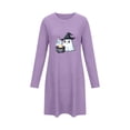 thumbnail image 5 of Women's Halloween Cute Print Lounge Dress Long Sleeve Crew Neck Casual Sleepwear Nightgown, 5 of 6