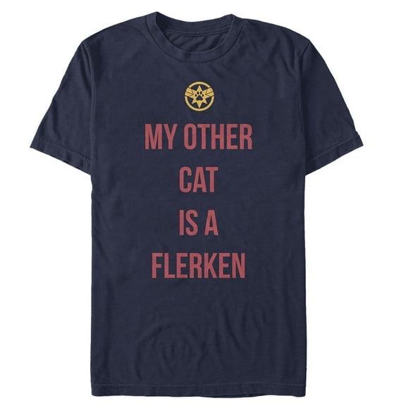 Men's Marvel Captain Marvel My Other Cat is a Flerken Graphic Tee Navy Blue 2X Large