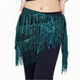 thumbnail image 2 of BLTIBY Womens Belly Dance Skirt Fringe Skirts Sparkly Sequin Hip Scarf Party Carnival Costume Rave Festival Outfit Green Free Size, 2 of 5