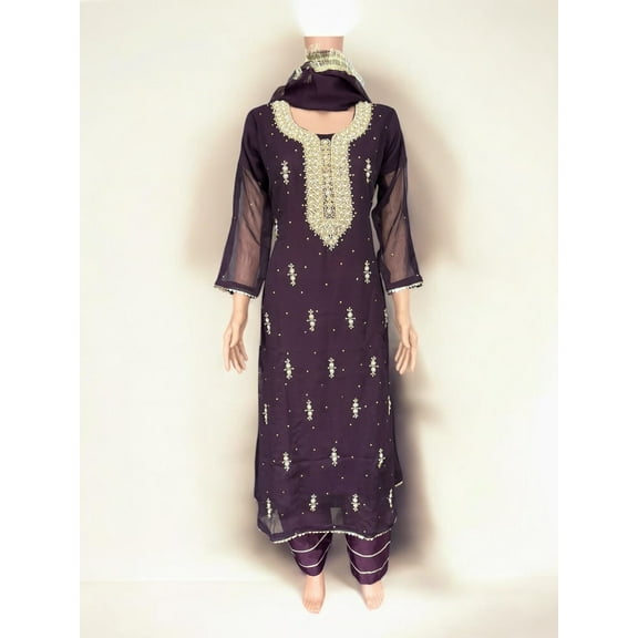 Purple, Traditional Designer Salwar Kameez Suit, Cultural Wear for Women, 235