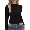 thumbnail image 2 of Fulijie Beige Heavy Weight Tee Shirt,Womens Tops,Women Thick High Neck Double Sided Brushed Bottoming Shirt Long Sleeved Tshirt German Velvet Autumn Warm Top, 2 of 6
