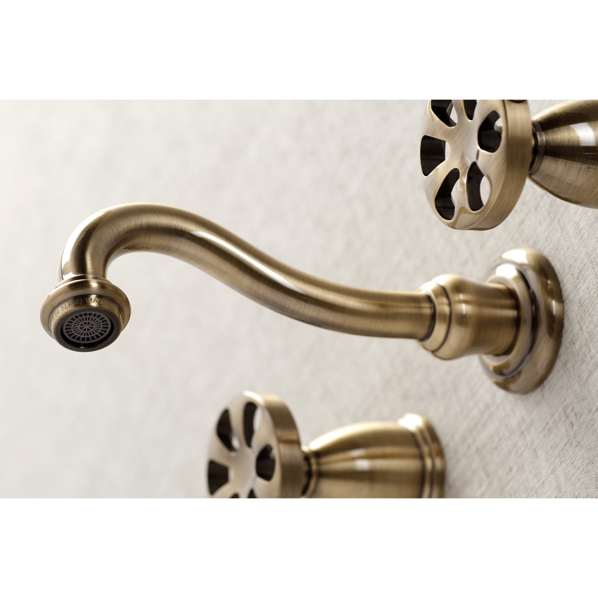 Kingston Brass KS3123RX Belknap Double-Handle Wall Mount Bathroom Faucet, Antique Brass