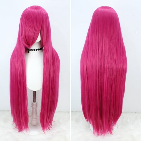 XmhyTop Anime Fashion Women's Long Straight Wig, 39 Inches Length, Perfect for Anime Character Cosplay & Daily Styling, Rose Red