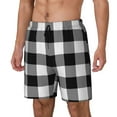 thumbnail image 2 of Balery White And Black Plaid Mens Swim Trunks Swim Shorts for Men Quick Dry Inseam Beach Shorts with Compression Liner Pocket-3X-Large, 2 of 9