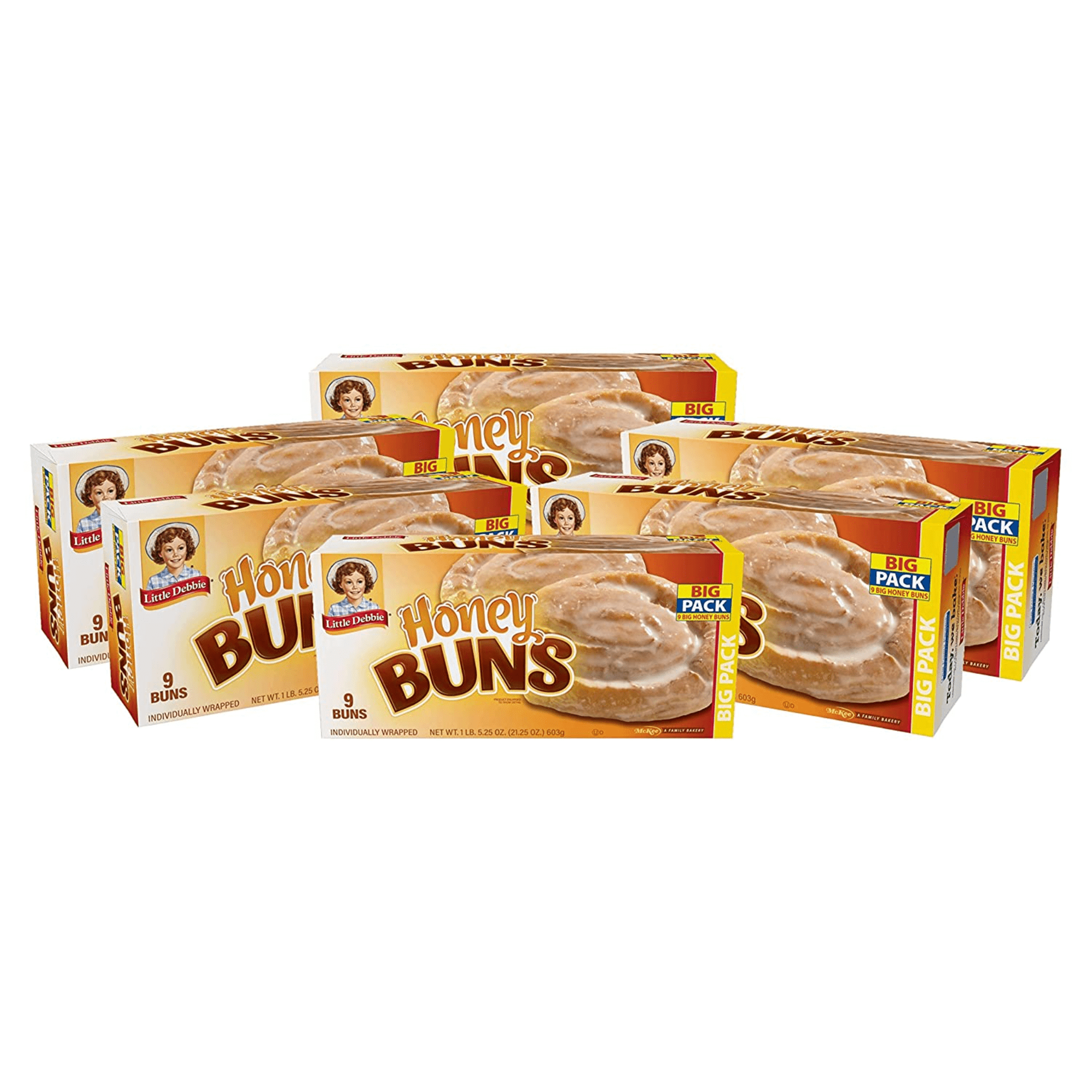 Little Debbie Honey Buns, 6 Big Pack Boxes, 54 Individually Wrapped