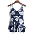 thumbnail image 4 of YTCAMLO 2 Piece Tankini Swimsuits for Women Trendy Tropical Floral V Neck Tankini Top with Boyshorts Lightweight Quick Dry Bathing Suits, Dark Blue S, 4 of 6