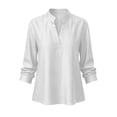 thumbnail image 4 of ZGRBOU Summer Cotton Linen Shirts for Women Trendy V Neck Long Sleeve Tops Business Casual Loose Comfy Blouses, 4 of 4