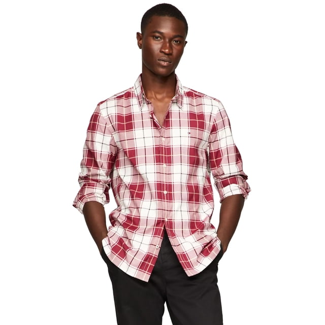 Camisa Tommy Hilfiger de manga larga a cuadros con botones para hombre
