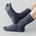 thumbnail image 4 of 5Pack Men Crew Ankle Athletic Socks 100% Cotton Five Finger toe Sport Black 7-11, 4 of 10