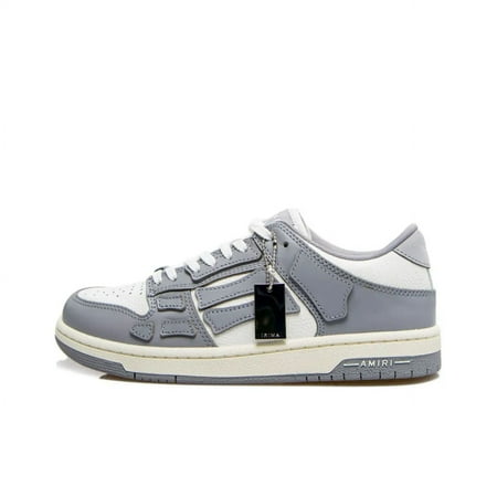 

AMIRI Skel-Top Low Leather Bone Shoes Fashion board shoes Men s white grey MFS003-043