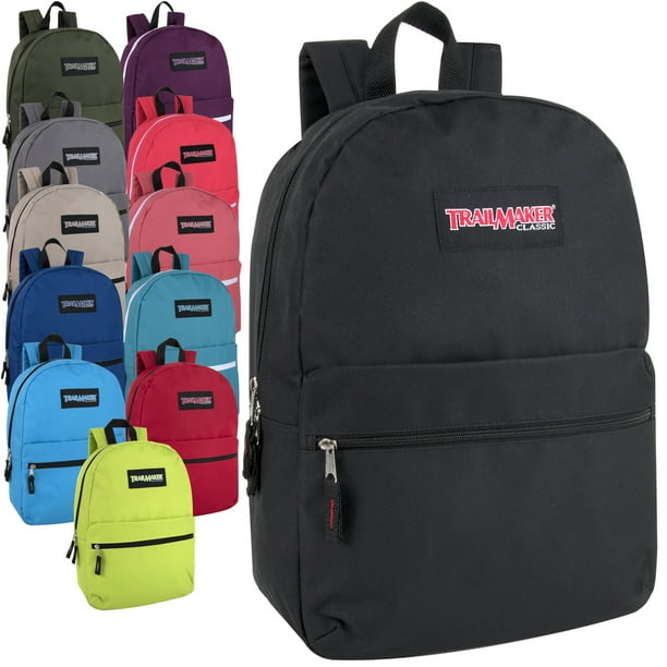 Trailmaker 24 Pack Classic 17 Inch Backpacks in Bulk Wholesale Back