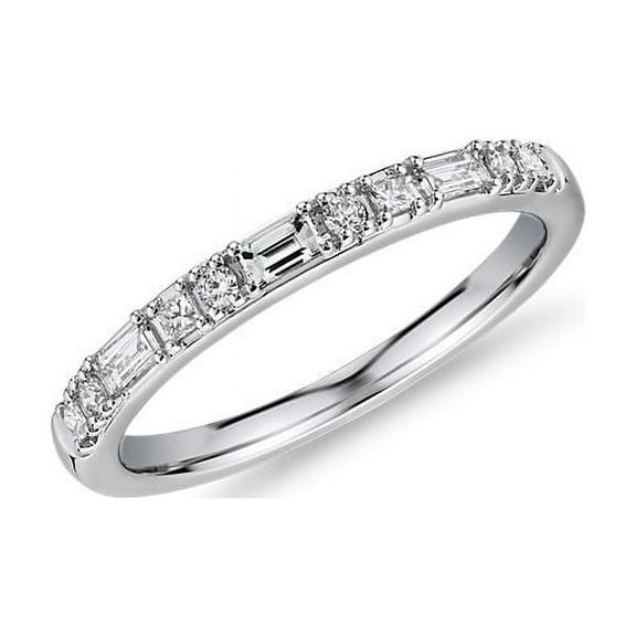 0.50 Carat Beautiful VS1 Baguette Cut Natural Diamond Eternity Band for Wedding Solid 14K White Gold Size 7