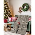 thumbnail image 2 of Christmas Own Flannel Blanket for Bed,Travel and Camping, Pine Tree Snowflake Grey Retro Linen Super Soft Cozy Blanket for All Seasons 50"x60", 2 of 6