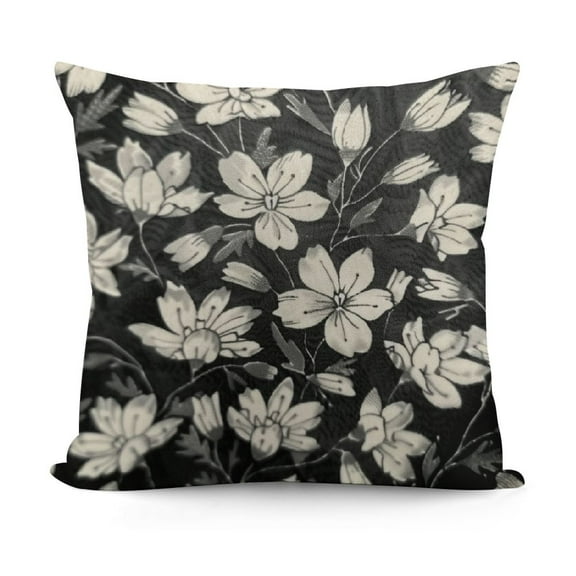 YINGXI Black Floral Block Print , Vintage Cottage Style black Cream Decorative Throw Pillow Cases Outdoor Cushion Covers Rustic Farmhouse Decoration Sofa Couch Bed Decor 12x12in