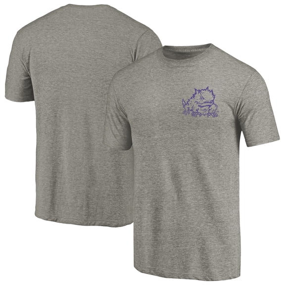 Men's Gray Heather Texas Christian University Horned Frogs Left Chest Distressed Logo Tri-Blend T-Shirt
