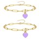 thumbnail image 1 of Pulseras y Tobilleras de Corazón de Acero Inoxidable para Hombre Mujer, Pulsera 15+5cm, Tobillera 21+5cm Ajustable, 1 of 6