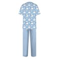 thumbnail image 6 of Wutalume Women's Holiday Print V-Neck Short Sleeve Scrub Set, Festive Top with Pockets and Work Pants, Medical Uniform Outfit,Blue L, 6 of 7