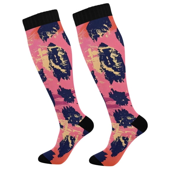 joogoo Pink Leopard Print Socks Women Men Knee High Sock