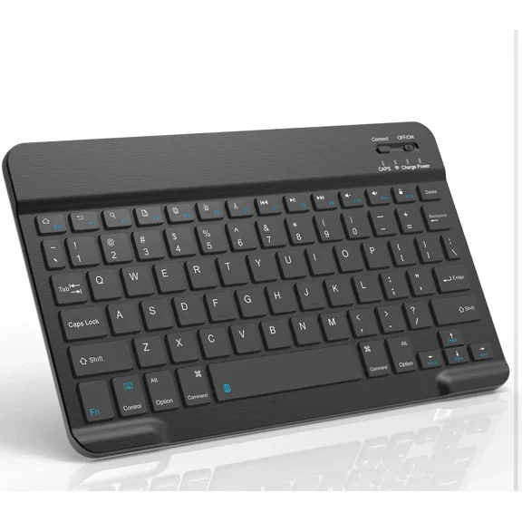 RHEA- Black Bluetooth Standard Keyboard - Wireless -Type On Anything -Many Compatible