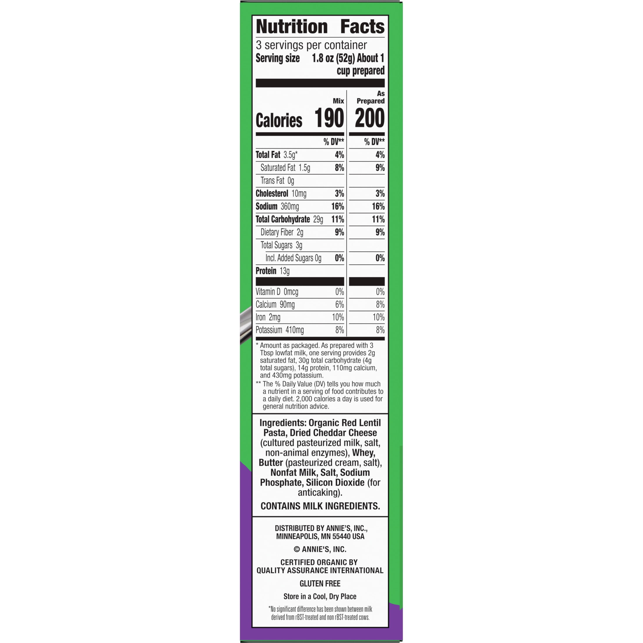 Annie's Red Lentil Spirals and White Cheddar, Gluten Free, 5.5 oz