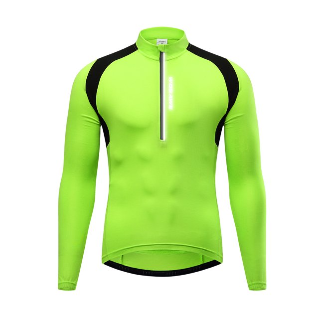 Camiseta de ciclismo de manga larga con media cremallera para hombre, camiseta de ciclismo transpira Wosawe Jersey de ciclismo