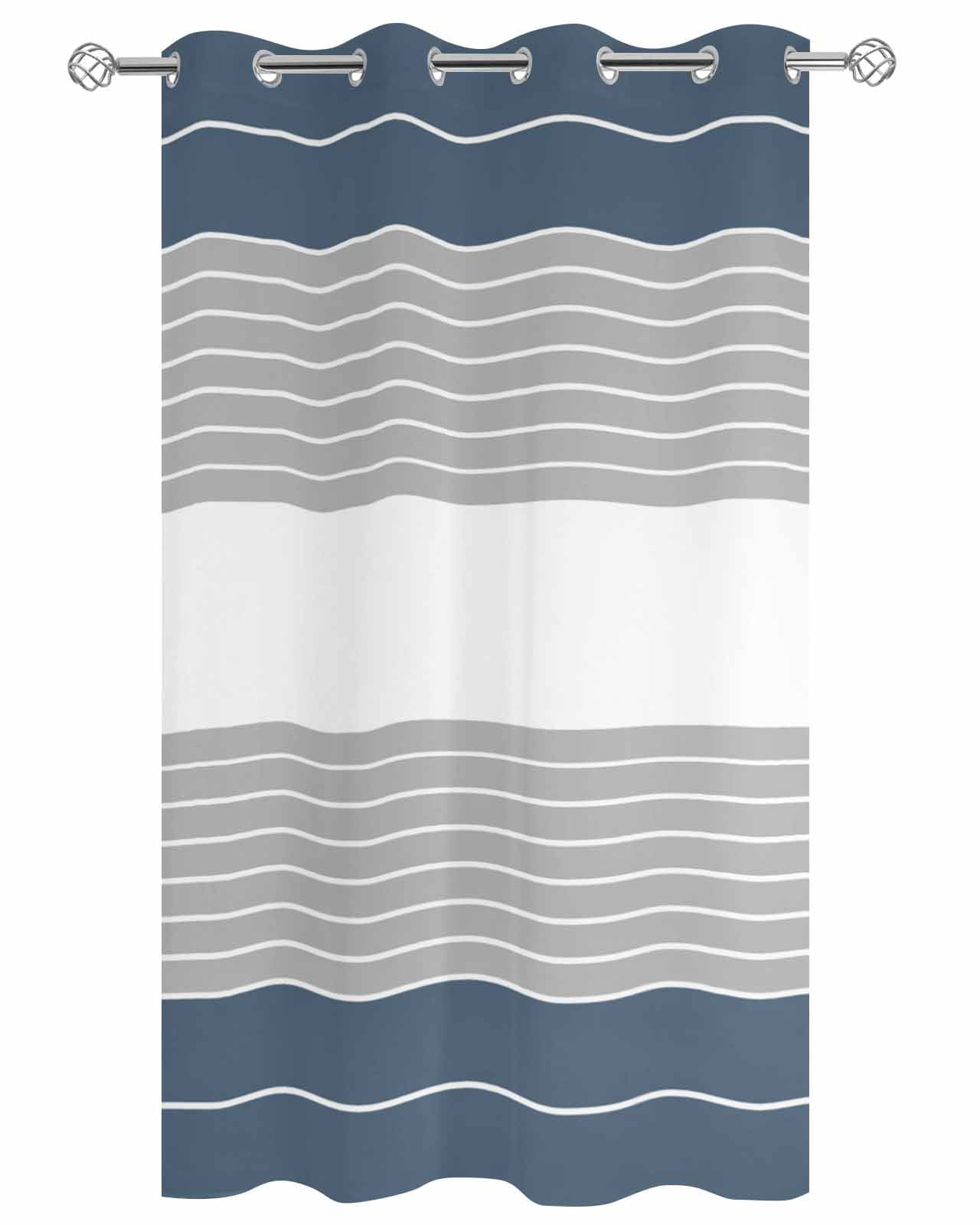 Haze Blue Grey Stripe Outdoor Curtains for Patio, Modern Art Horizontal Striped Privacy Drapes Grommet Waterproof Outside Curtains for Porch/Cabana/Balcony 54"x 95", 1 Panel