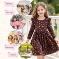 thumbnail image 5 of AmzBarley Kids Ruffle Shoulder Twirl Dress, Girls Long Sleeve Brown Leopard Print A‑Line Casual Dress 9-10 Years, 5 of 7